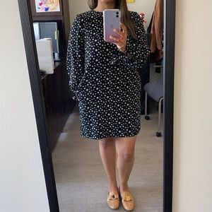 H&M - Black Long Sleeve Dress with White Ditsy Floral Print